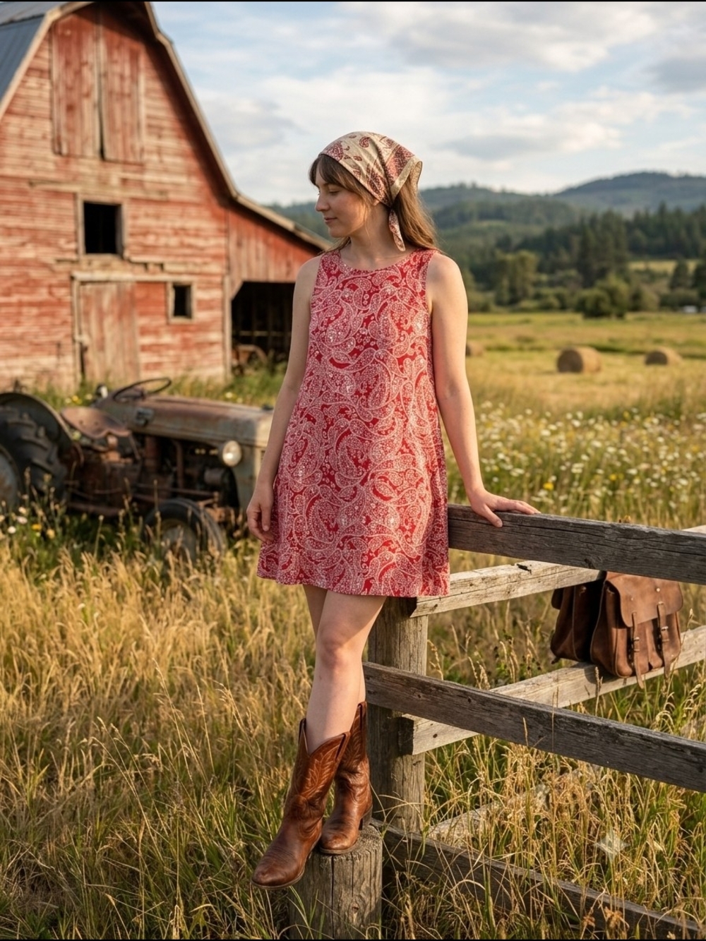Rachel Zoe Red Paisley Sleeveless Swing Linen Mini Dress